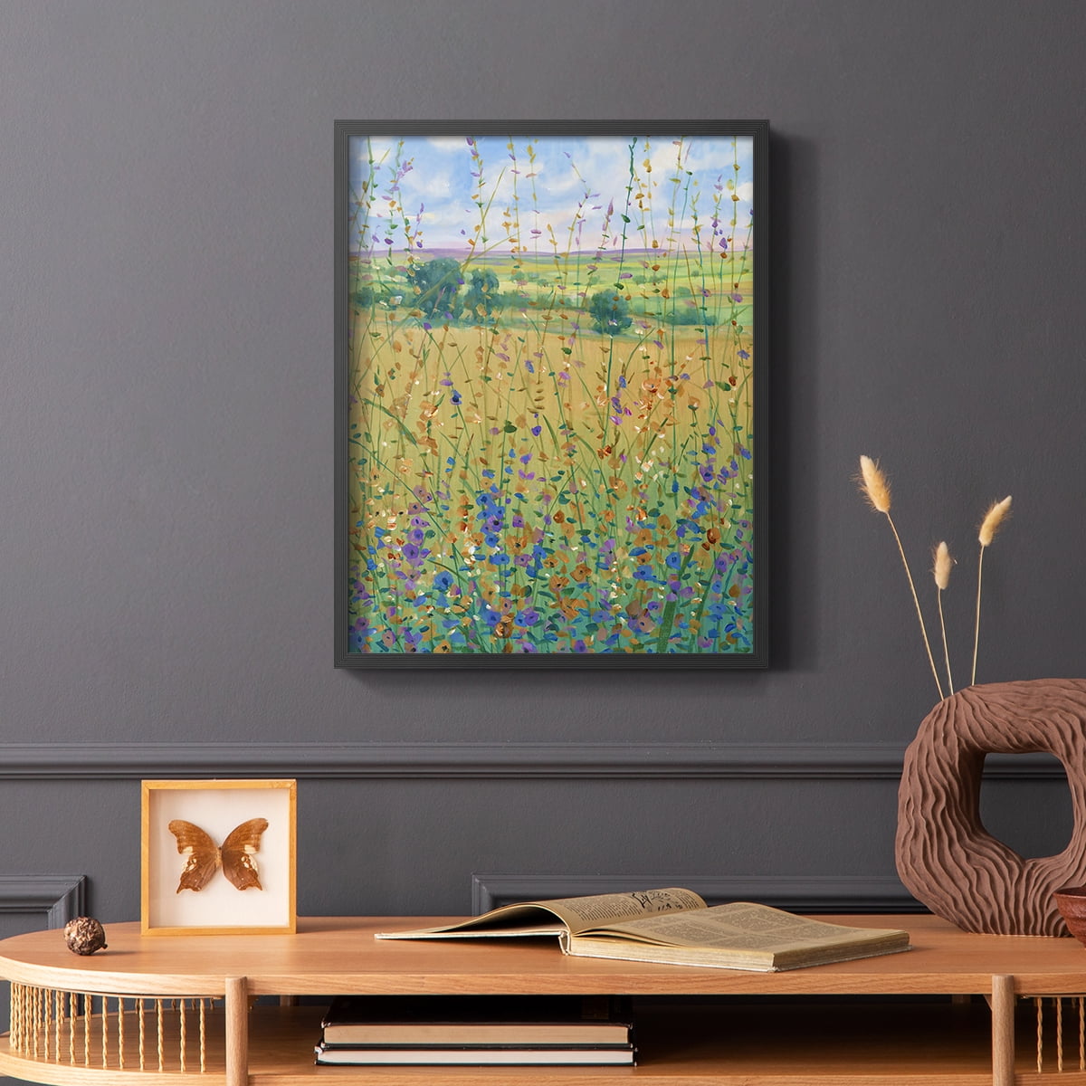 Wildflower Path I Framed Print - Solid Wood in Single Picture Frame Solid Wood 2 Framed Print