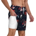 thumbnail image 3 of Picia Vintage Rose pattern Mens Swim Trunks with Compression Liner Stretch Beach Shorts Quick Dry with Zipper Pockets No-Chafing Board Shorts-Large, 3 of 9