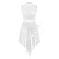 thumbnail image 6 of YiZYiF Womens Sequins Dance Leotard Dress Lyrical Modern High-Low Skirted Leotard Ballroom Dance Costume White Small, 6 of 7