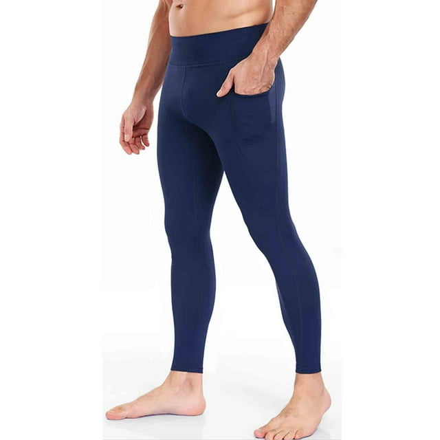 Ceisia Men High Elastic Yoga Sports Pants Solid Color Pocket Breathable Gift Running Cycling Trousers