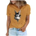 thumbnail image 2 of Tops de Cuello Alto para las Mujeres Amante Impreso Camiseta Cuello Redondo Manga Corta, Poliéster Spandex, 2 of 7
