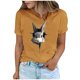 thumbnail image 2 of Tops de Cuello Alto para las Mujeres Amante Impreso Camiseta Cuello Redondo Manga Corta, Poliéster Spandex, 2 of 7