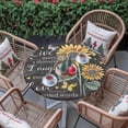 thumbnail image 3 of Round Tablecloth Inspirational Words Sunflower Elastic Edge Fitted Farmhouse Vintage Floral Plastic Table Cover,Waterproof Oil Proof for Dinner,Outdoor, Picnic, 36" - 44"&nbsp; DIA Tables, 3 of 9