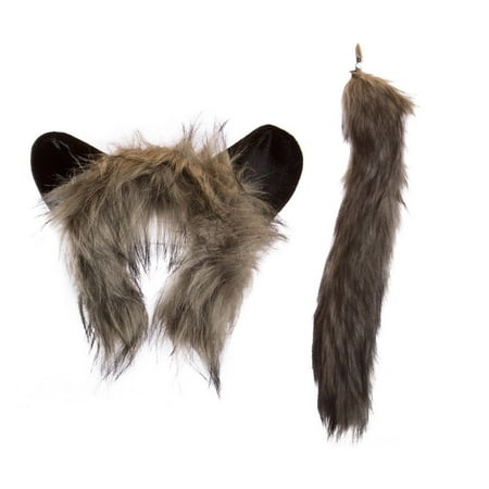 Wildlife Tree Plush Aye-Aye Lemur Ears Headband and Tail Set for Lemur Costume, Cosplay, Pretend Animal Play or Safari Party