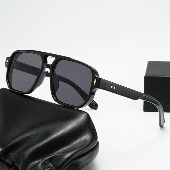 Mens Square Sunglasses UV400 Protection Fashion Toad Glasses Full Frame PC Lens Retro Eyewear Driving Outdoor Versatile