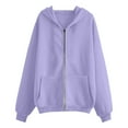 thumbnail image 4 of sertiohcv Hoodies For Women Zip Up Lightweight Solid Color Long Sleeve Jackets For Women Fashion Basic Casual Sweatshirt For Women with Slant Pockets Purple,Size 3XL, 4 of 4