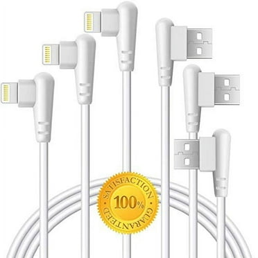 Right Angle Charger 3FT 6FT 6FT Cord 90 Degree Fast Data Cable Compatible for iPhone X Case/8/8 Plus/7/7 Plus/6/6s Plus,iPad Mini Case (White) 1M, 2M, 2M, 3-Pack