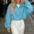 thumbnail image 6 of Thousandth Women's Zip Up Jacket Lightweight Cropped Windbreaker Coat Long Sleeve Drawstring Hoodless Pullover Sporty Outerwear for Women, 6 of 7