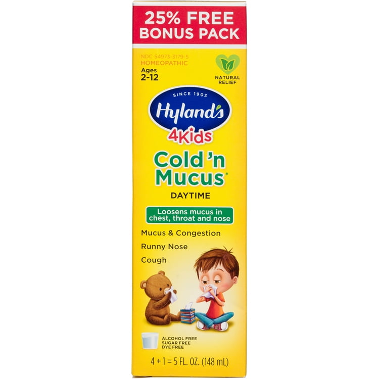 Hyland's 4 Kids Cold 'n Mucus Relief Liquid, Natural Relief of Mucus & Congestion, Runny Nose
