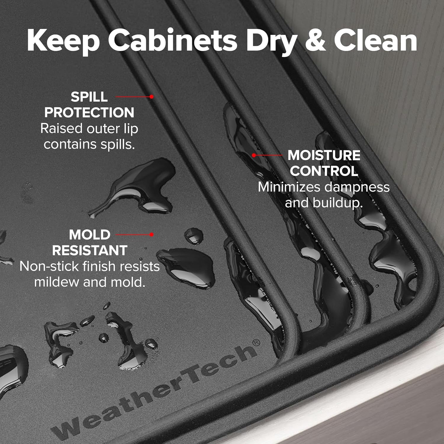 FeGe  SinkMat – Waterproof Under Sink Liner Mat for Kitchen Bathroom – 34” x 22” Inches - Durable, Flexible Tray – Home undersink Organizer Must Haves, Black