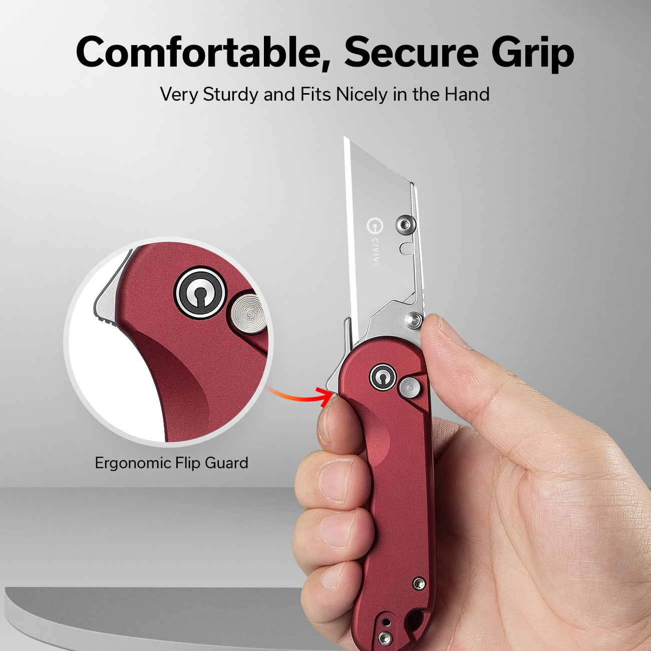 CIVIVI Folding Utility Knife Box Cutter, Elementum Utility Pocket Edc Knife with 3Pcs Extra Razor Blades C23039B-5