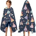 thumbnail image 3 of Dark Blue Little Princess Pattern Hooded Bath Towel，60"x35" for Ages 3 To 12 Kids, Quick Dry Lightweight Soft Microfiber Hood Beach Towel Cover Up for Kids, 3 of 7
