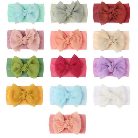 

Headband Bow Girls Baby Headwear Hairband Stretch 13PC Solid Kids Hair accessories