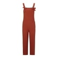 thumbnail image 4 of Women's Sleeveless Straps Dual Pockets Tie Front Plus Size Overall Jumpsuit Casual Solid Color Loose Rompers Trousers, 4 of 5