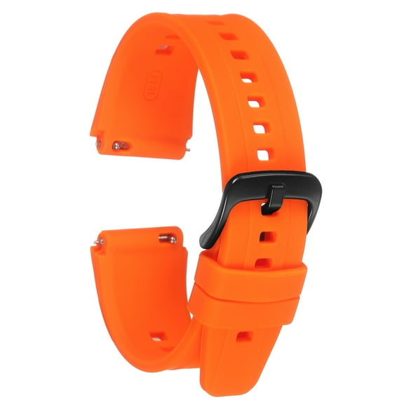 Uxcell Silicone Watch Band 18mm Quick Release Flexible Soft Rubber Replacement Watch Strap with Stainless Steel Black Clasp for Men Women, Orange