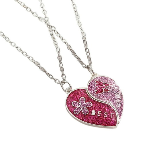 Best Friend Necklace Set Heart Best Friend Necklace with Butterfly Flower Charm Stylish Women's Jewelry