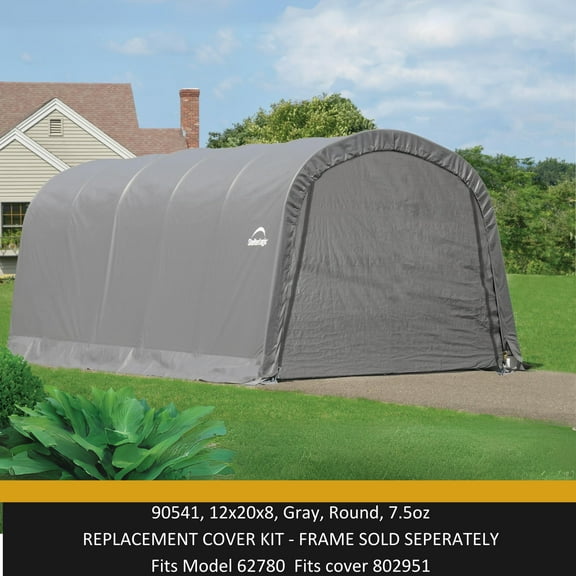 ShelterLogic Replacement Cover Garage-in-a-Box 12 x 20 x 8 Ft Gray (Cover Only, No Frame)