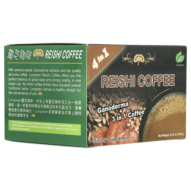 Longreen Reishi 4 in 1 Coffee, Dietary Supplement, Halal Certified, 10 Sachets - Walmart.com Longreen Reishi 4 in 1 Coffee, Dietary Supplement, Halal Certified, 10 Sachets - Walmart.com