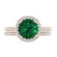 thumbnail image 2 of Clara Pucci 14K Rose Gold Round Cut 2Ct Simulated Emerald Engagement Ring + Matching Band - Luxury Box Included, 2 of 7