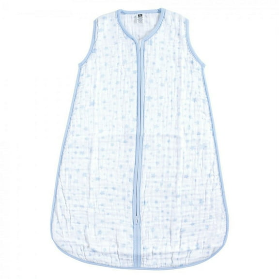 Hudson Baby Infant Boy Muslin Cotton Sleeveless Wearable Sleeping Bag, Sack, Blanket, Blue Stars, 0-6 Months