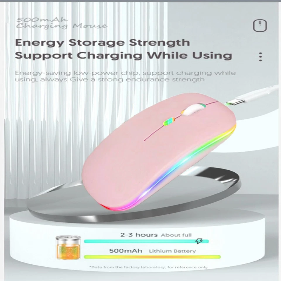 CRESTIN- Wireless Bluetooth Mouse,Led Dual Mode Rechargeable Silent Slim Laptop Mouse,...