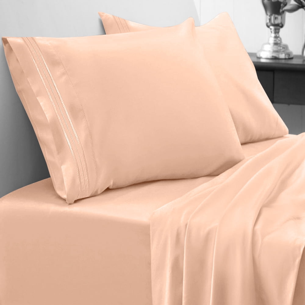 4-Piece Bed Sheet Set-100% Cotton Sateen-1800 Thread Count Egyptian Comfort Soft 