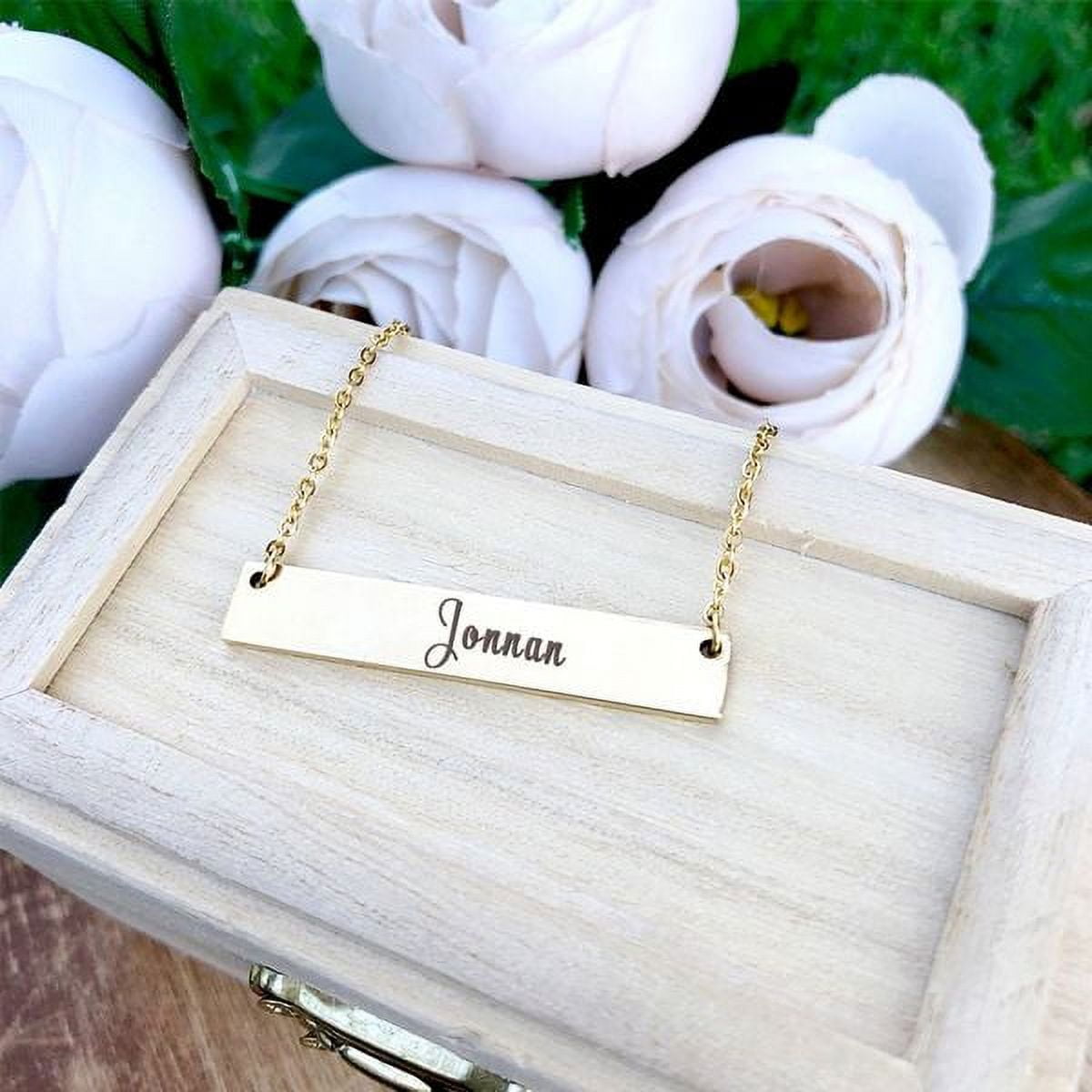 Personalized Polished Stainless Steel Bar Name Necklace Engrave Birthday Christmas Anniversary Gift for Mom Her