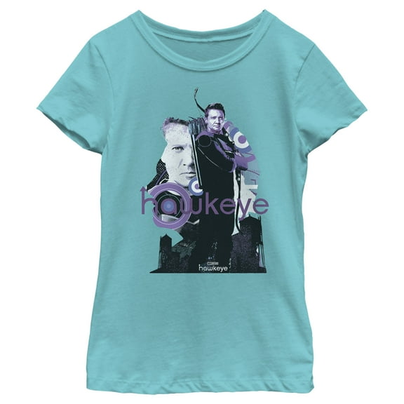 Girl's Marvel Hawkeye Bow and Arrow  Graphic Tee Tahiti Blue X Large
