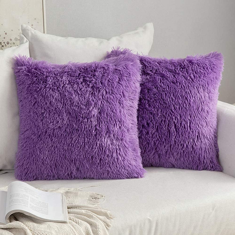 shiyou-Pack of 2 Luxury Faux Fur Throw Pillow Cover Deluxe