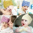 thumbnail image 5 of Zando 3Pcs Knit Toddler Hat and Glove Set Bow Baby Hats and Mittens with Elastic Wrist No Scratch Newborn Hats Soft Cotton Mittens 0-3 Months, 5 of 5