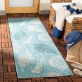 thumbnail image 2 of SAFAVIEH Courtyard Larry Seashells Indoor/Outdoor Runner, 2'3" x 6'7", Aqua/Cream, 2 of 8