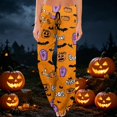 thumbnail image 2 of Domzest Halloween Pajama Pants for Women Drawstring Elastic Waisted Pumpkin Ghost Bat Graphic Sleepwear Wide Leg Cute Pj Bottoms Saffron S, 2 of 6