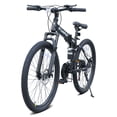 thumbnail image 4 of Ambifirner 26 Inch Folding Mountain Bike, 21 Speed Full Suspension High-Carbon Steel MTB Foldable Bicycle, Dual Disc Brake ,High Carbon Steel Frame for Adults Men Women, 4 of 7