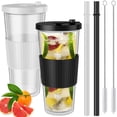 thumbnail image 2 of DEBGFS 2Pcs Boba Cup Plastic Bubble Tea Cup Leak-Proof Smoothie Tumbler with Lid Reusable Iced Coffee Cup with Straw Portable Mug 700ml for Bubble Tea Cold Drink Iced Coffee Juice, 2 of 9