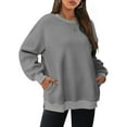thumbnail image 2 of Atogsazn Womens Oversized Sweatshirts Fleece Crew Neck Pullover Sweaters Casual Comfy Fall Fashion Outfits Clothing Gray M, 2 of 8