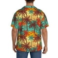 thumbnail image 5 of Vsdgher Colorful Hawaii Palms Print Men's Wrinkle Free Untucked Cuban Shirt Business Casual Button Down Shirts Short Sleeve Shirt, 5 of 7