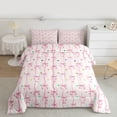 thumbnail image 2 of Manfei Cute Cartoon Bow Bedding Comforter Set, Pink Stripe Abstract Twin Comforter Sets, Kawaii Princess Style Reversible Bedding Set, Super Cozy Room Decor, 2-Piece, 2 of 8