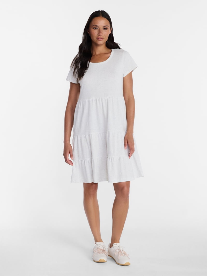 tiered cotton mini dress Giselle Cotton Tie Front Tiered Mini Dress (Water Pink)