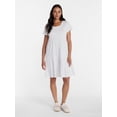 thumbnail image 2 of Time and Tru Women's Tiered Cotton Mini Dress with Short Sleeves, Sizes XS-XXXL, 2 of 5
