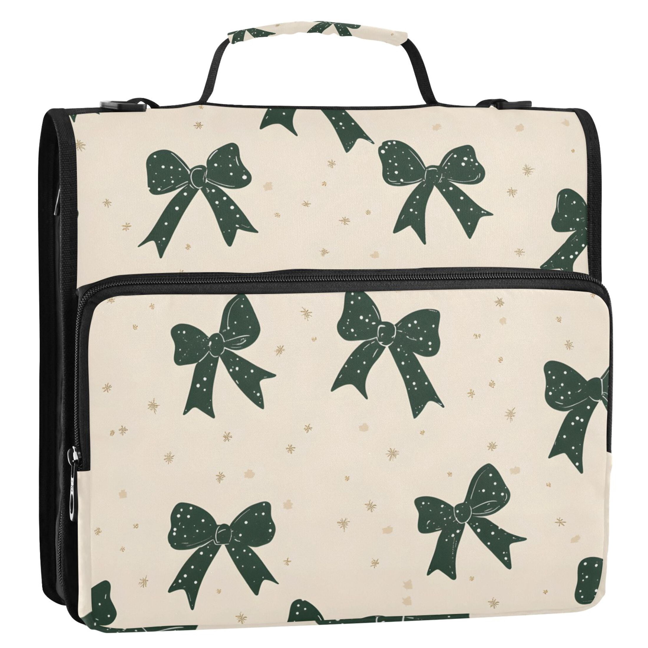 ALAZA Zipper Binder Green Bows 3 Ring Trapper Keeper File Folder Organizer Bag