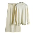 thumbnail image 2 of Riforla Women's Knitted Set Autumn and Winter Knitting Suit High Sweater Long Pants Loose Two Piece Set Two Piece Sets for Women Beige One Size, 2 of 6