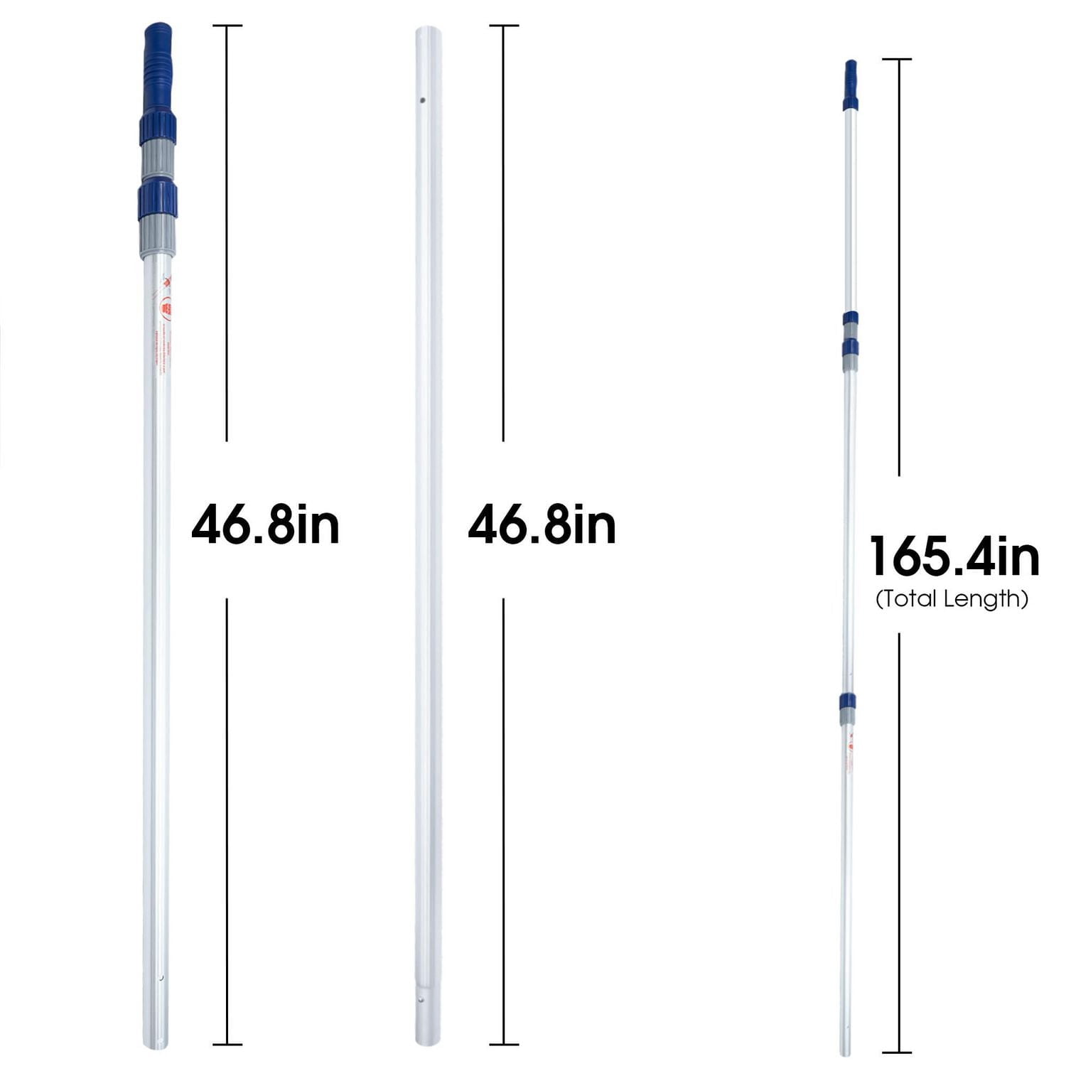 Mainstays 14 ft Aluminum Telescopic Pool Pole in Silver & Blue
