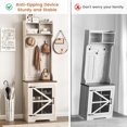 thumbnail image 6 of Vabches 3-In-1 65" Hall Tree with Coat Rack, Storage Cabinet and Storage shelves for Hallway, Living Room Barn Doors, Rustic White, 6 of 7