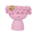 thumbnail image 4 of Jarrón de resina con cabeza de niña, soporte para brochas de maquillaje, escultura, jarrones florales, estatua de arte de mesa Rosa, 4 of 9