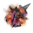 thumbnail image 4 of Halloween Wreaths for Front Door, Halloween Witch Legs Wreath Black Wreath with Hat Pumpkin for Indoor Outdoor, 4 of 6
