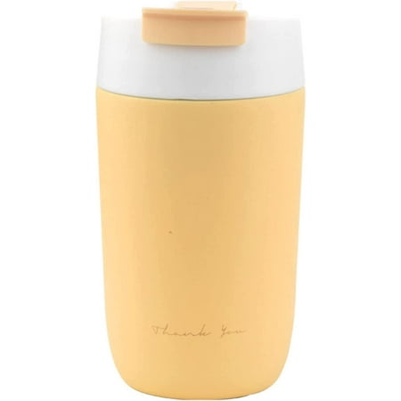 

Hwagui - Stainless Steel Tumbler With Straw Lid Thermos Vacuum Insulated Cup Reusable Coffee Cup Travel Cup Yellow 500ml/17.0oz