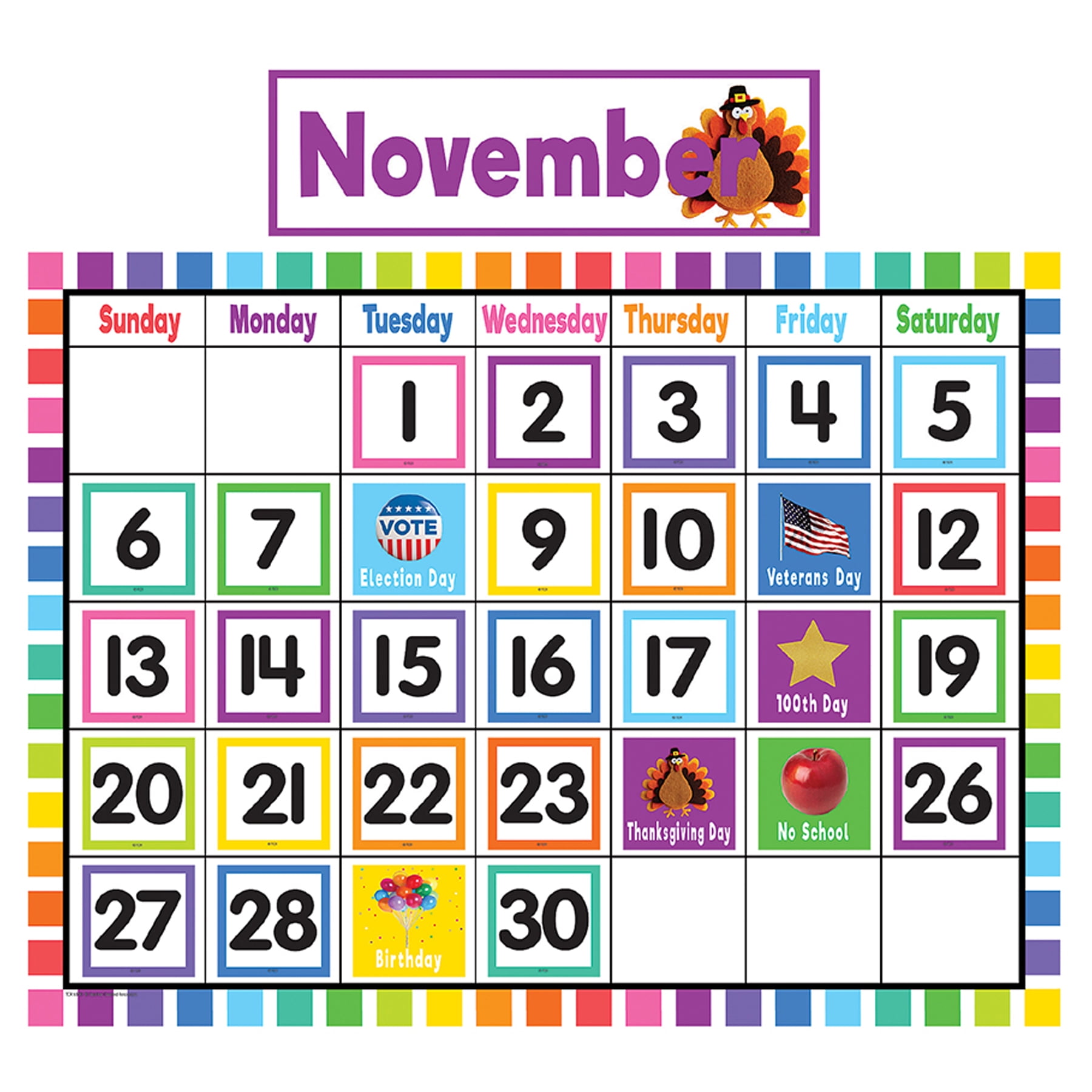 Teacher Created Resources Colorful Calendar Bulletin Board Set