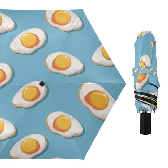 Fry Egg Pattern Compact Sun Umbrella Windproof Travel Umbrellas for Rain Strong Portable UV Protection