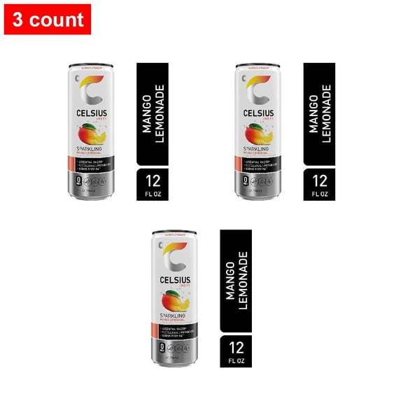CELSIUS Sparkling Mango Lemonade Energy Drink Can 12 fl oz - 3 count