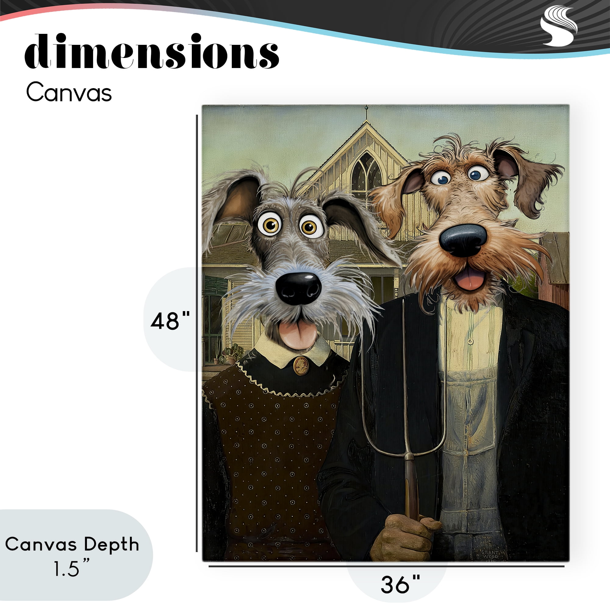 Stupell Industries American Gothic Pups Canvas Wall Art, design by Tina LeCour